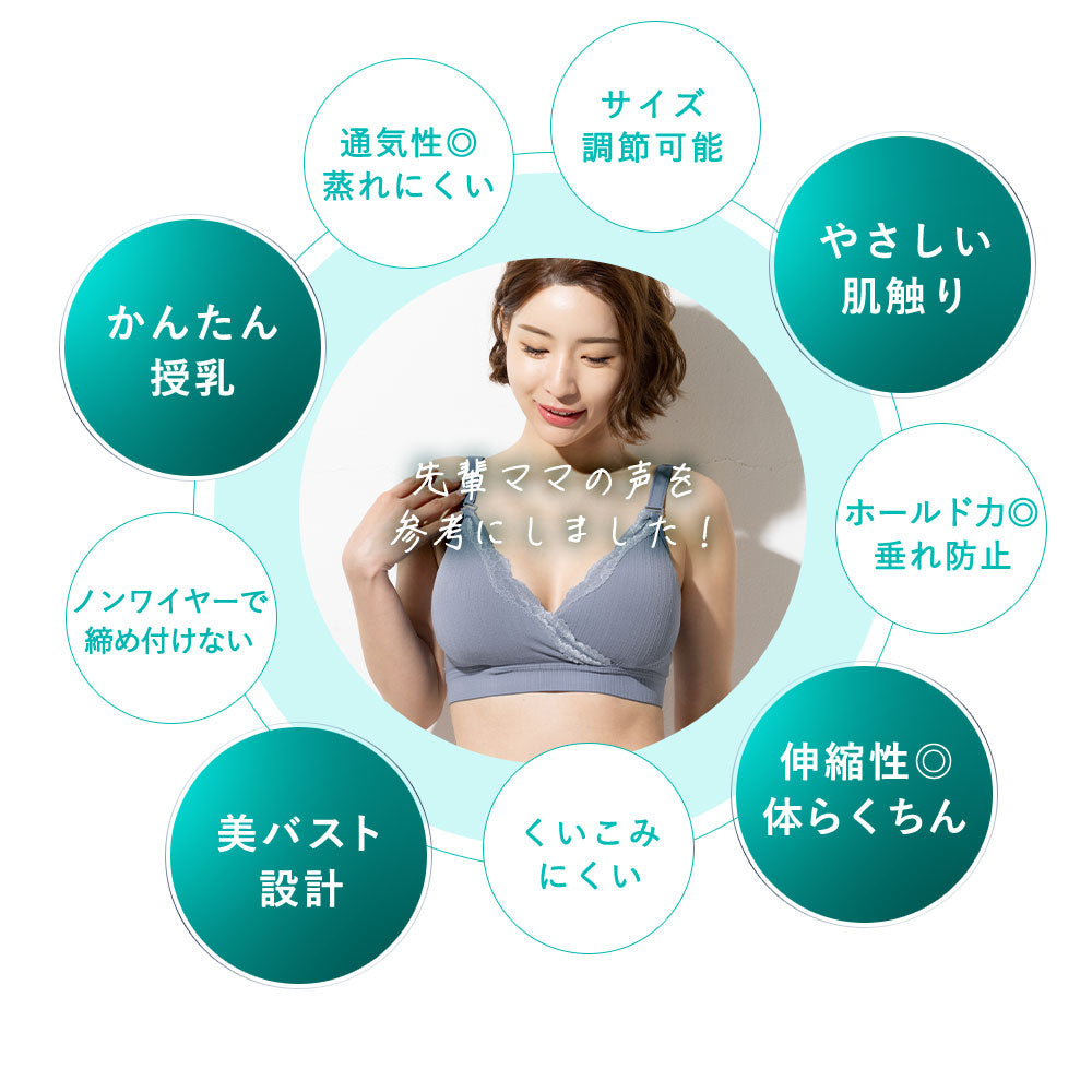 【夜の授乳&授乳初期専用】片手でサッと瞬く授乳ブラ